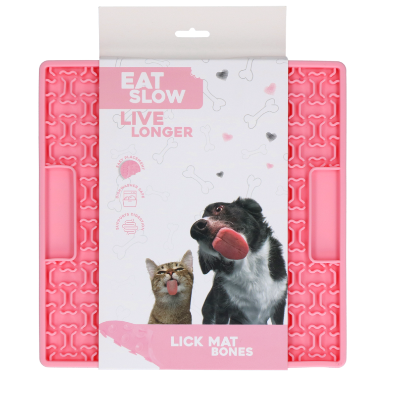 Eat Slow Live Longer Slikkemåtte Knogler Pink Eat Slow Live Longer Slikkemåtte Knogler Pink
