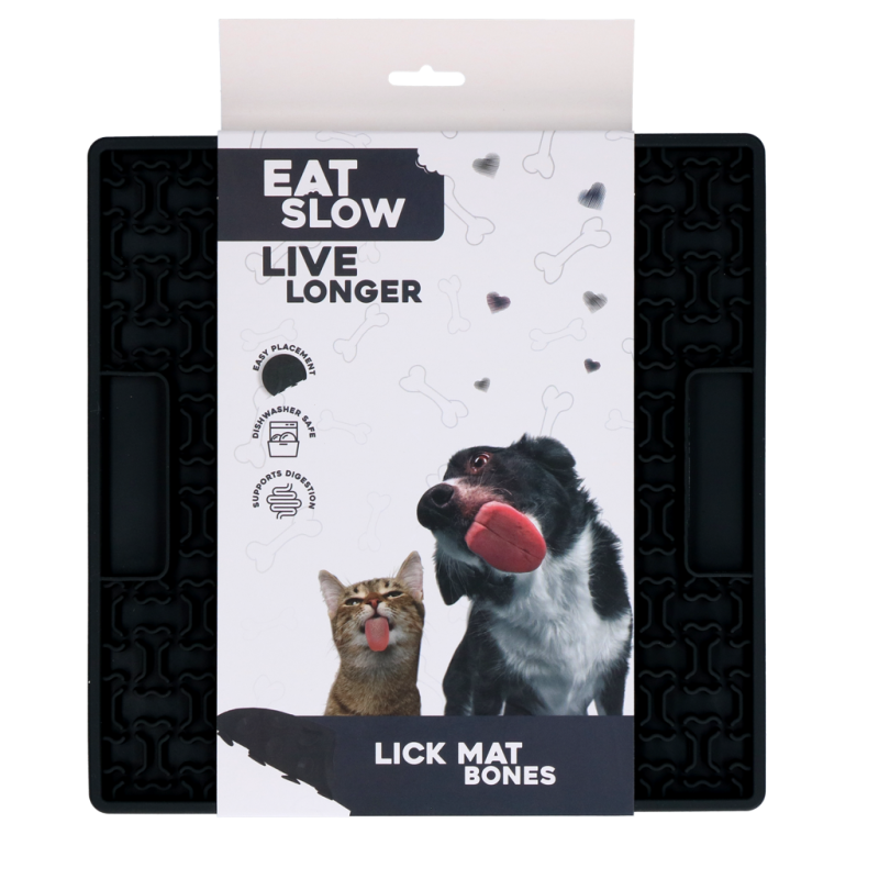 Eat Slow Live Longer Slikkemåtte Knogler Grå Eat Slow Live Longer Slikkemåtte Knogler Grå