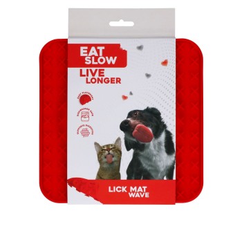 Slikkemåtte Wave Red Eat Slow Live Longer