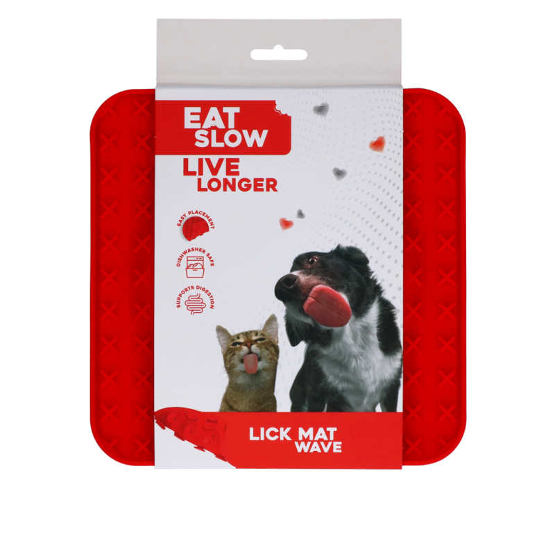 Eat Slow Live Longer Lick Mat Wave Red Eat Slow Live Longer Lick Mat Wave Red