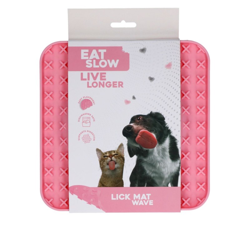 Slikkemåtte Wave Pink Eat Slow Live Longer
