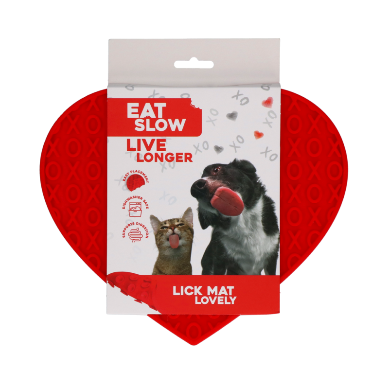 Eat Slow Live Longer Slikkemåtte Dejlig Hjerte Rød Eat Slow Live Longer Slikkemåtte Dejlig Hjerte Rød
