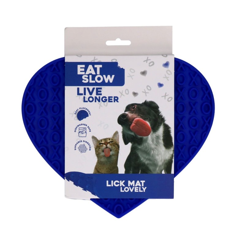 Slikkemåtte Dejlig Hjerte Blå Eat Slow Live Longer