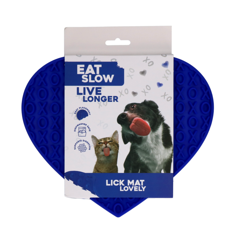 Slikkemåtte Dejlig Hjerte Blå Eat Slow Live Longer