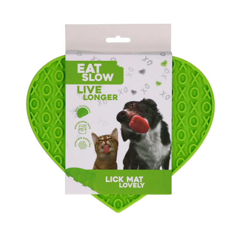 Eat Slow Live Longer Slikkemåtte Dejlig Hjerte Grøn Eat Slow Live Longer Slikkemåtte Dejlig Hjerte Grøn