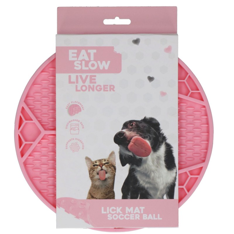 Slikkemåtte Fodbold Pink Eat Slow Live Longer