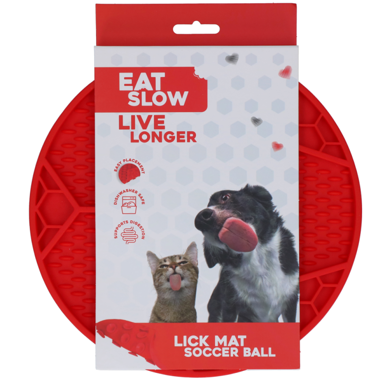 Eat Slow Live Longer Slikkemåtte Fodbold Rød Eat Slow Live Longer Slikkemåtte Fodbold Rød