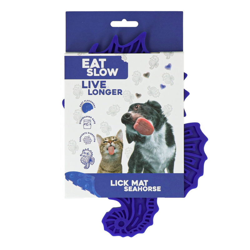 Eat Slow Live Longer Slikkemåtte Søhest Blå Eat Slow Live Longer Slikkemåtte Søhest Blå