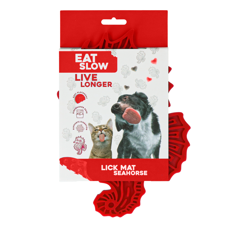 Eat Slow Live Longer Slikkemåtte Søhest Rød Eat Slow Live Longer Slikkemåtte Søhest Rød