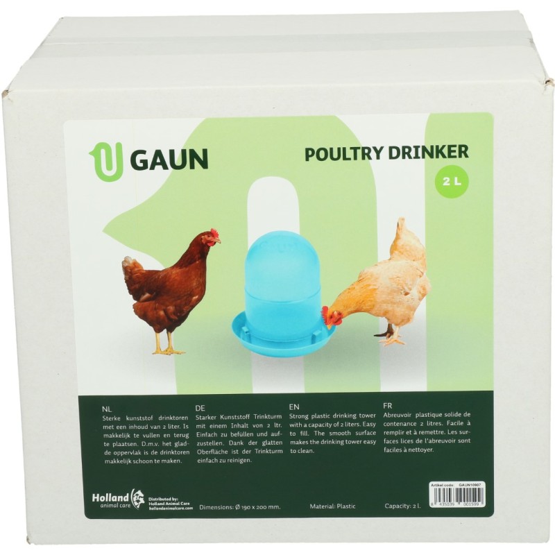 Gaun Drikkekar til fjerkræ 2 l blå L24.5cm Gaun Drikkekar til fjerkræ 2 l blå L24.5cm