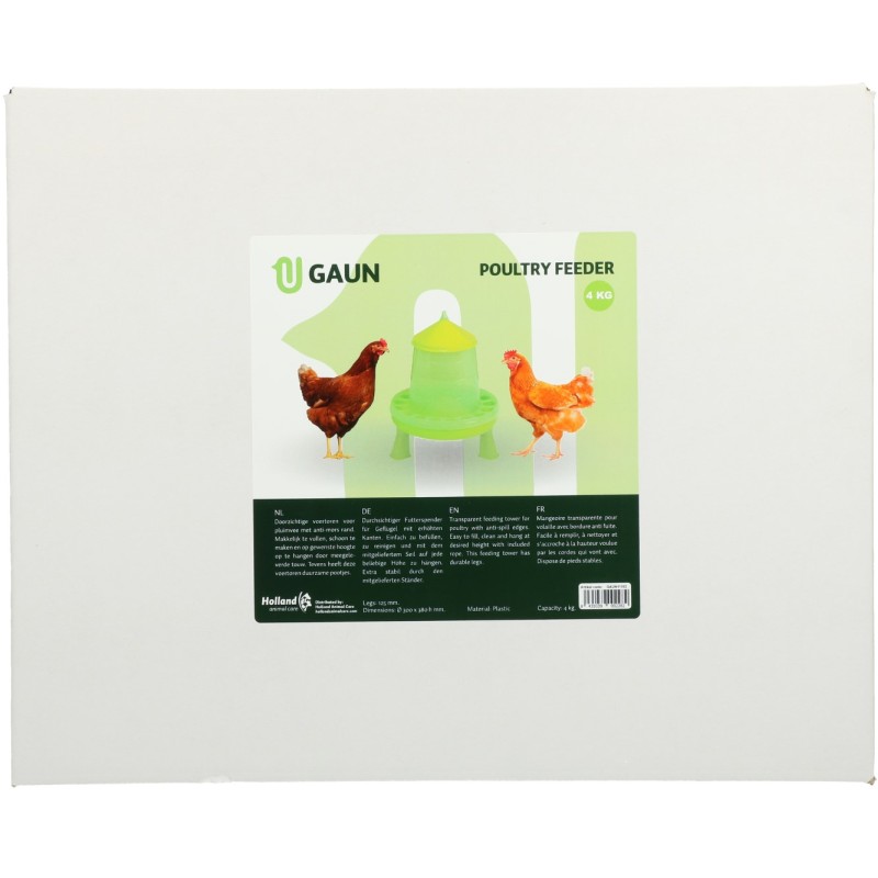 Gaun Fjerkræfoderautomat med ben, grøn citron, 4 kg L42cm Gaun Fjerkræfoderautomat med ben, grøn citron, 4 kg L42cm