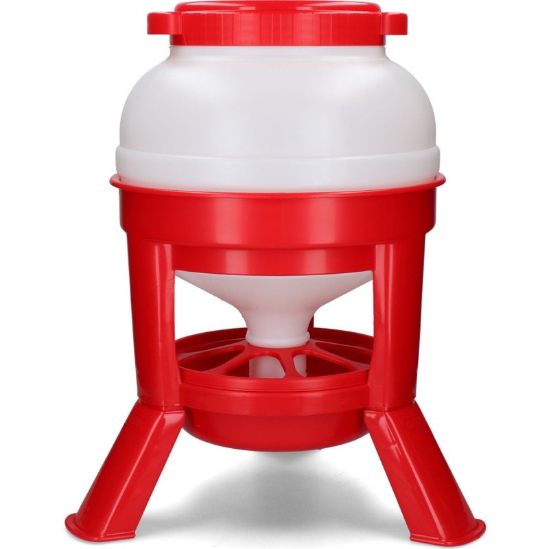 Fjerkræfoderautomat med ben, rød, 20 l liter Gaun Imperial Hopper