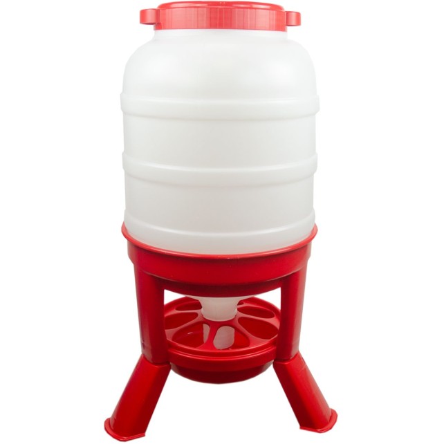 Fjerkræfoderautomat med ben, rød, 40 liter Gaun Imperial Hopper