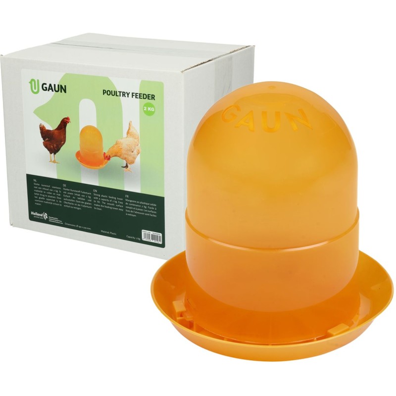 Foderautomat til fjerkræ, orange, 2 kg Gaun