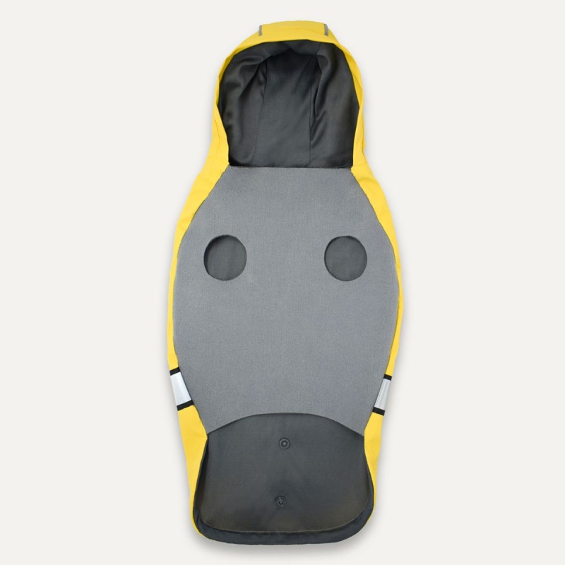 Reflekterende hætte regnfrakke M gul/grå Hundetøj Goo-eez