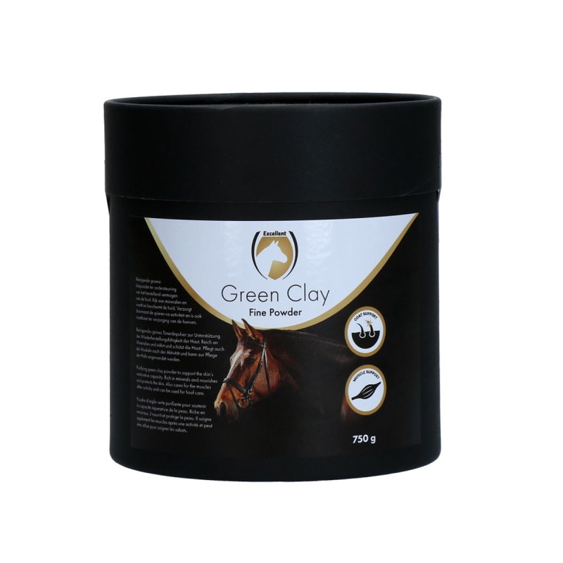Grønt hud ler fint pulver 750 g Excellent Horse