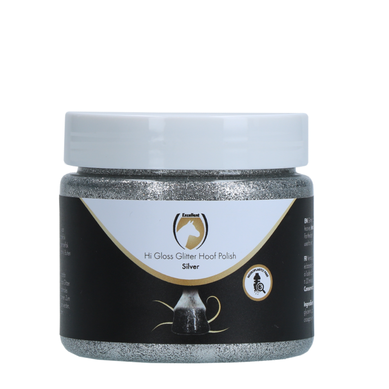 Excellent Horse Hi Gloss Glitter Hovpolering Sølv 150 ml Excellent Horse Hi Gloss Glitter Hovpolering Sølv 150 ml