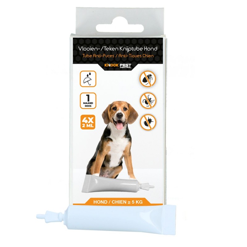 Loppe-/flåt-klemrør til hunde, 5 op til 15 kg, Knock Pest