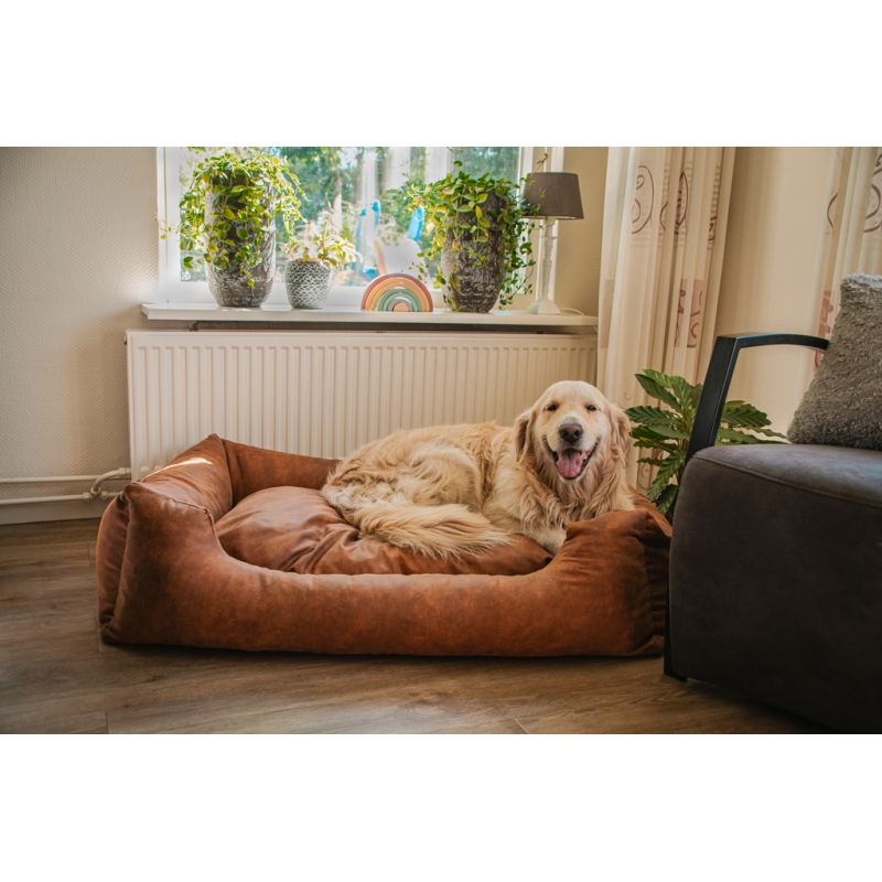Let's Sleep Sweet Dreams Hundekurv med Pude L Cognac L105cm Let's Sleep Sweet Dreams Hundekurv med Pude L Cognac L105cm