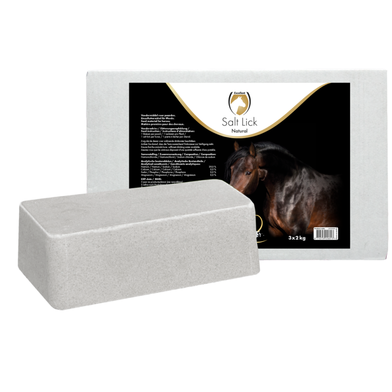 Excellent Horse Salt slikkesten Naturel 3 x 2 kg Excellent Horse Salt slikkesten Naturel 3 x 2 kg