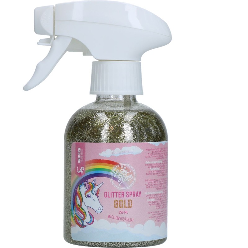 Enhjørning Glitter Spray Guld Lucky Horse