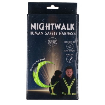 Nightwalk sikkerhedssele gul refleks med LED