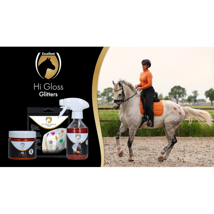 Hi Gloss Glitter Hovpolering Sølv 150 ml Excellent Horse