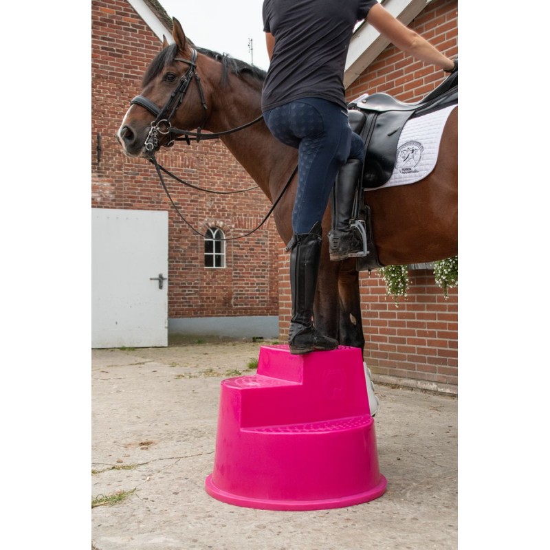 Opstigningsskammel 3 trin lyserød H55cm Excellent Horse