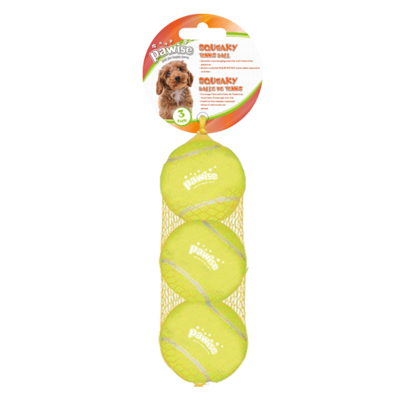 Pawise Knirkende tennisbolde, 3-pak L6.5cm Pawise Knirkende tennisbolde, 3-pak L6.5cm
