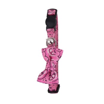 Kattehalsbånd med sløjfe i lyserødt Pawise