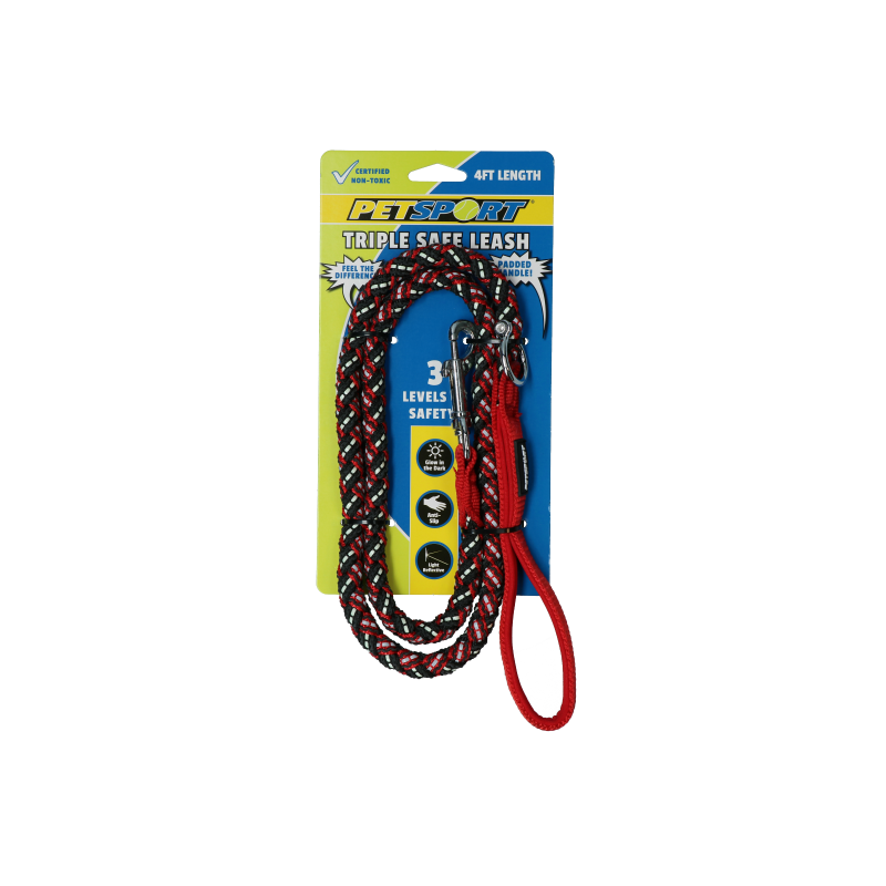 Petsport Triple Safe Leash Rød 1,2 m Petsport Triple Safe Leash Rød 1,2 m