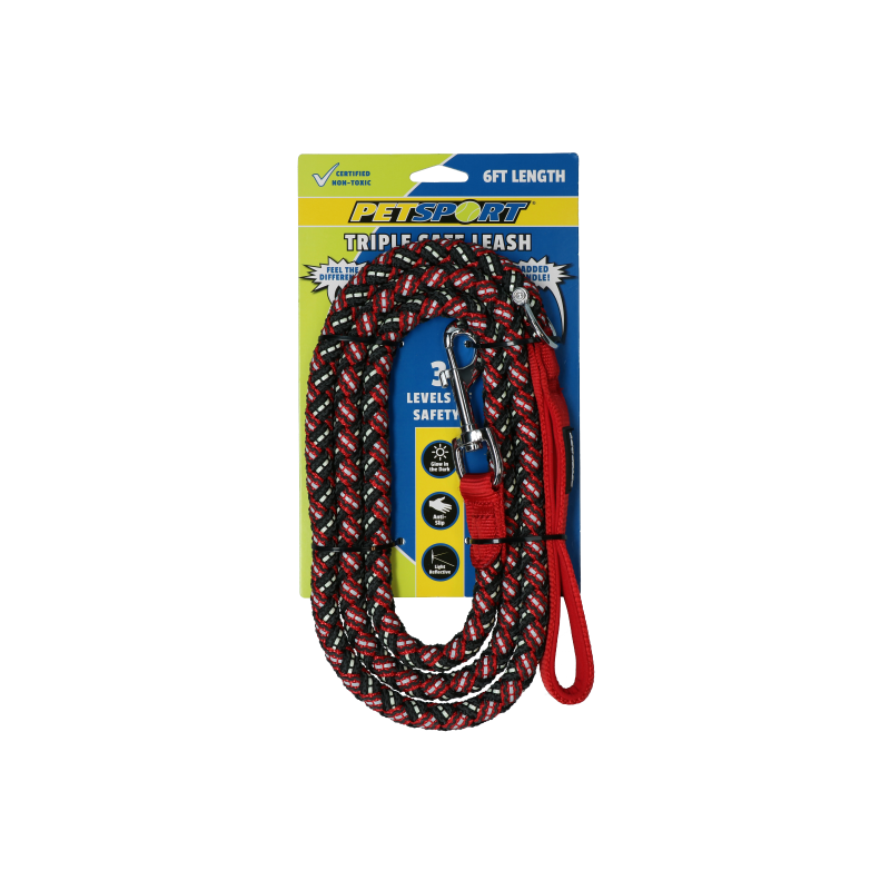Petsport Triple Safe Leash Rød 1,8 m Petsport Triple Safe Leash Rød 1,8 m