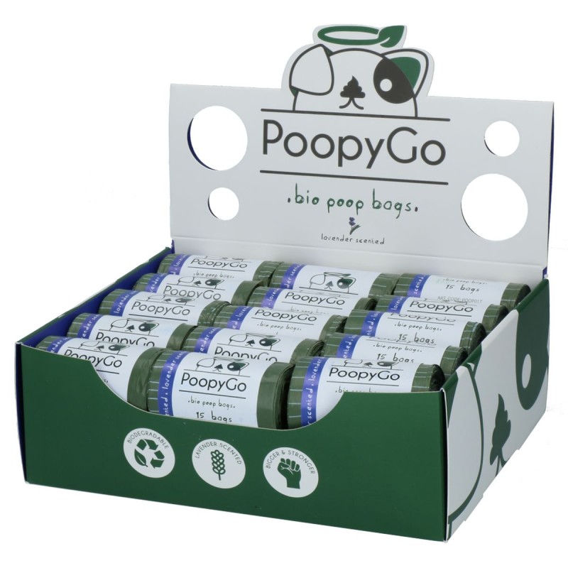 Bionedbrydelige hundepose enkeltrulle med lavendelduft PoopyGo Bionedbrydelige hundepose enkeltrulle med lavendelduft PoopyGo