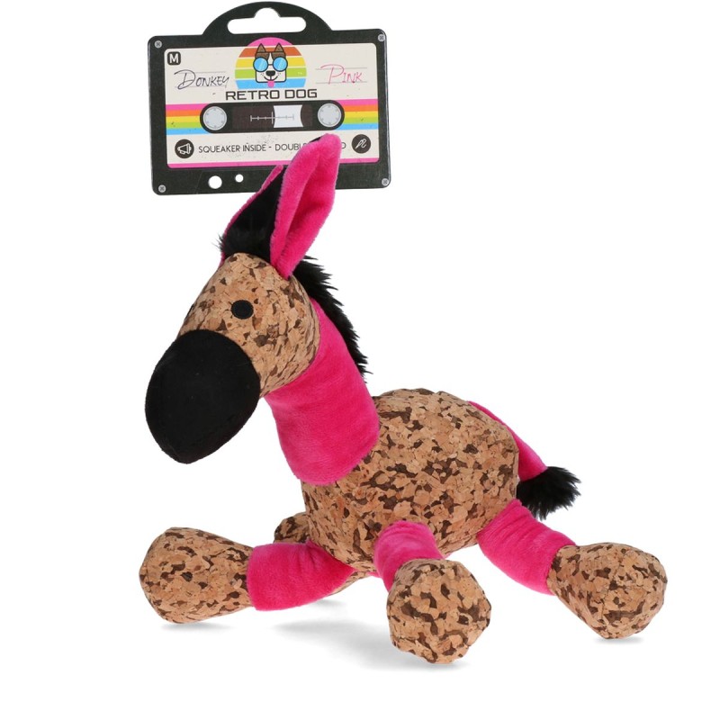 Hundelegetøj med knirk Æsel Pink M Retrodog