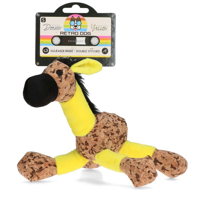 Hundelegetøj med knirk Æsel Gul S Retrodog