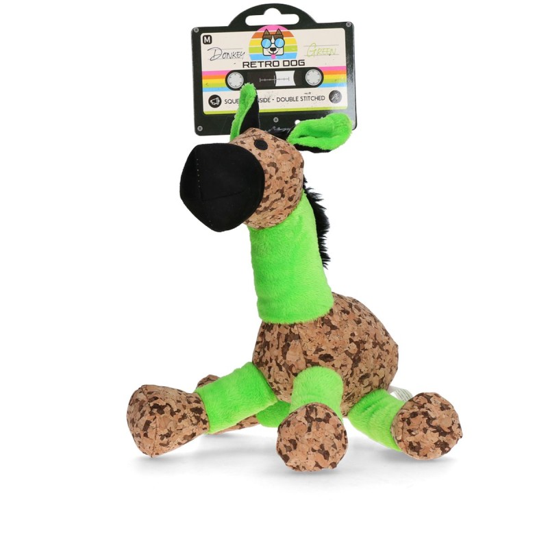 Hundelegetøj med knirk Æsel Grøn M Retrodog