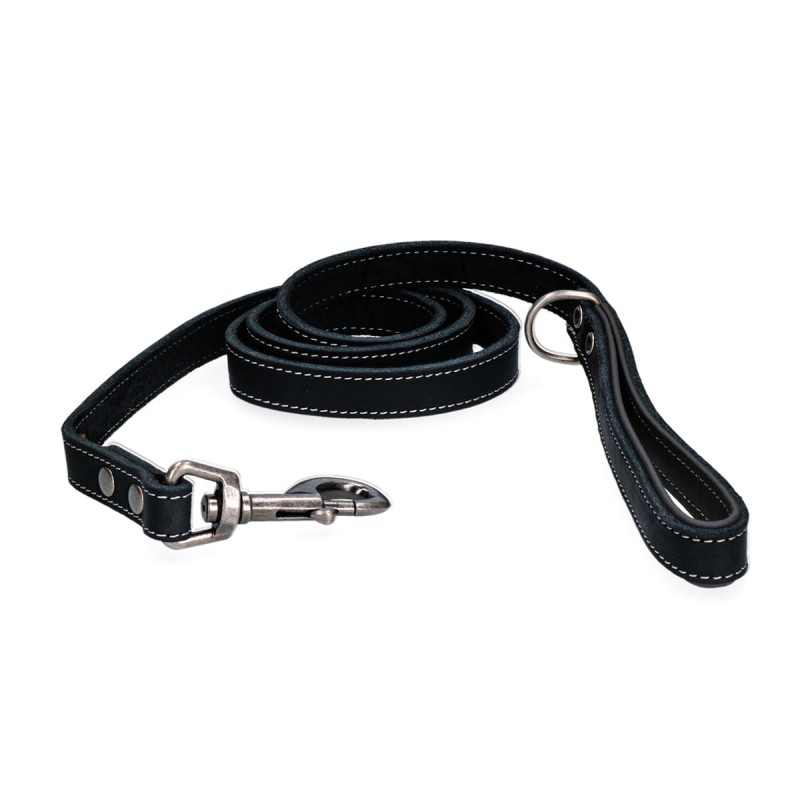 Læder Hundesnor Sort 130cm Spotted! Pro