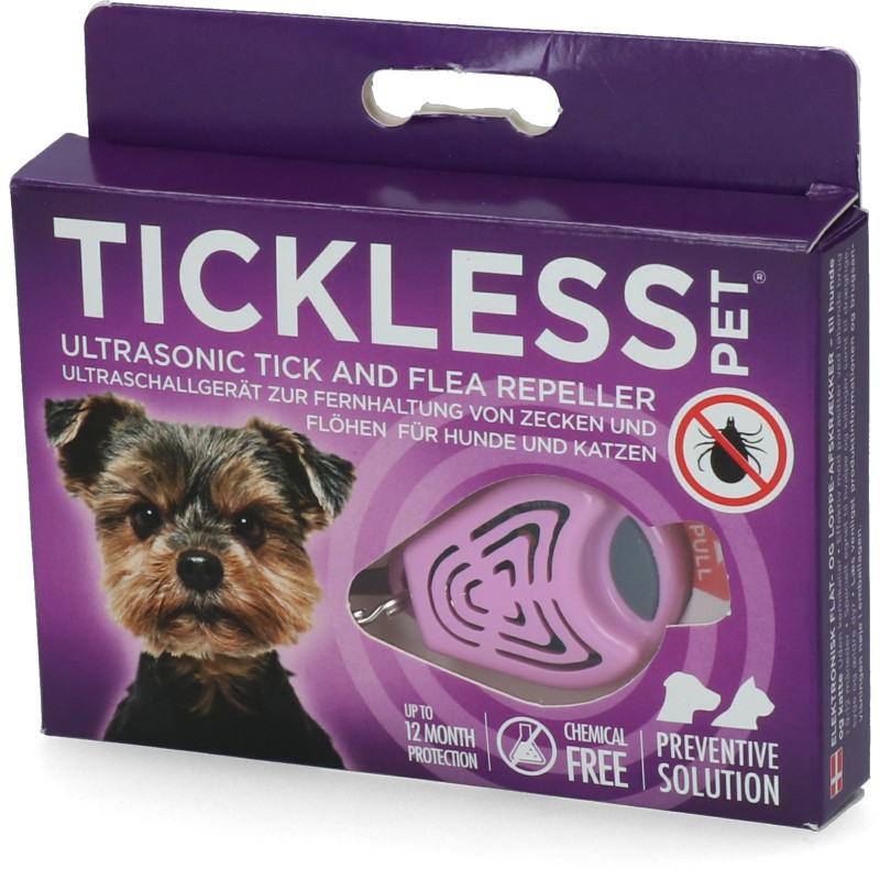 Minimum 6 måneders beskyttelse til kæledyr, lyserød Tickless Minimum 6 måneders beskyttelse til kæledyr, lyserød Tickless