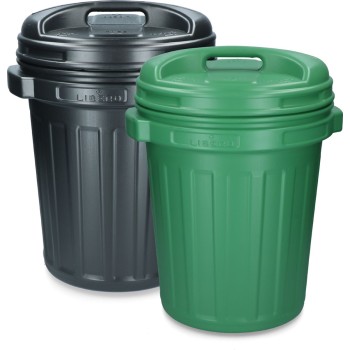 Opbevaringsspand med låg Sort 40 liter Grøn