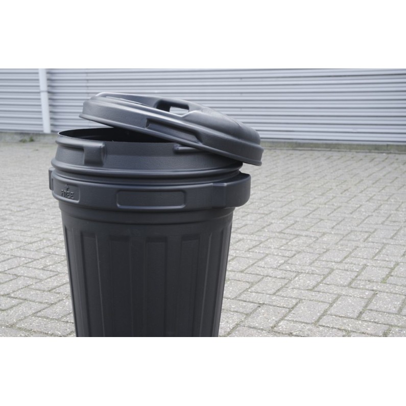 Opbevaringsspand med låg 70 liter sort