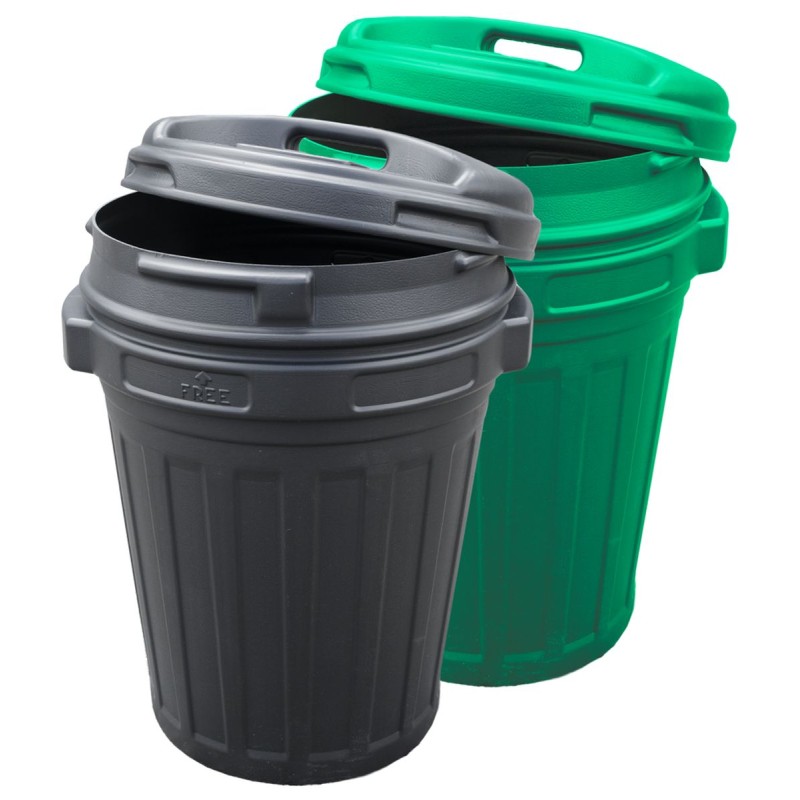 Opbevaringsspand med låg 70 liter sort