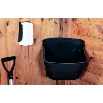 Holdbar plastik sort foder-/vandtrug med antispild 15 liter Holdbar plastik sort foder-/vandtrug med antispild 15 liter