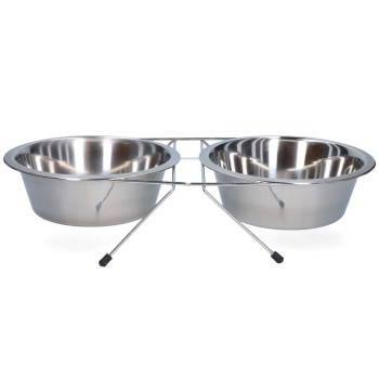 Mad- og drikkeskål i rustfrit stål med stativ Ø 21 cm (1750 ml) Mad- og drikkeskål i rustfrit stål med stativ Ø 21 cm (1750 ml)