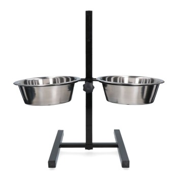 Foder- og drikkeskål i rustfrit stål, T-stativ, Ø 28 cm (4 l)