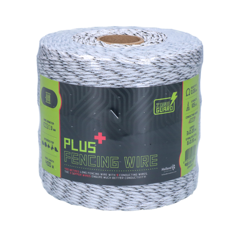 ZoneGuard 3 mm Plus hegnstråd hvid og sort 400 m ZoneGuard 3 mm Plus hegnstråd hvid og sort 400 m