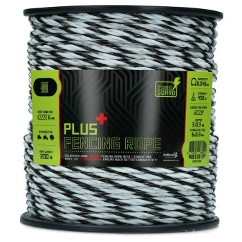 6 mm Plus hegnsreb sort og hvid 200 m ZoneGuard 6 mm Plus hegnsreb sort og hvid 200 m ZoneGuard