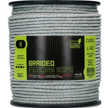 6 mm flettet hegnsreb hvid og grøn 200 m ZoneGuard 6 mm flettet hegnsreb hvid og grøn 200 m ZoneGuard