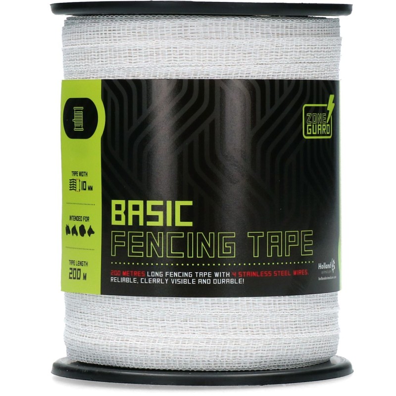 10 mm Basic Hegnstape hvid 200 m ZoneGuard