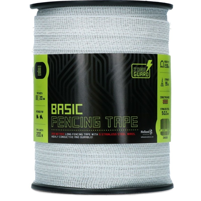 20 mm Basic Hegnstape Hvid 200 m (9 wires) ZoneGuard