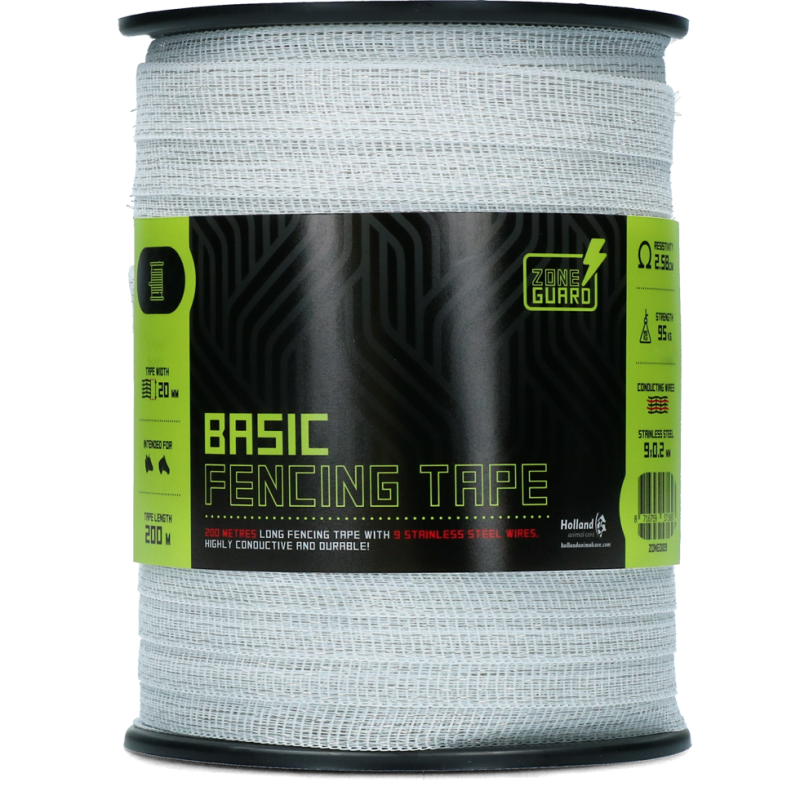 ZoneGuard 20 mm Basic fencing tape white 200 m (9 wires) ZoneGuard 20 mm Basic fencing tape white 200 m (9 wires)